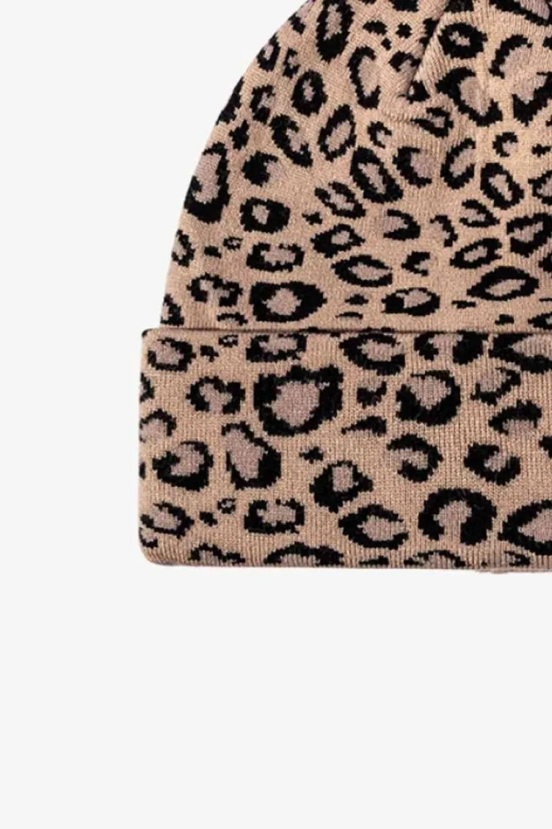 On The Prowl Leopard Print Cuffed Beanie