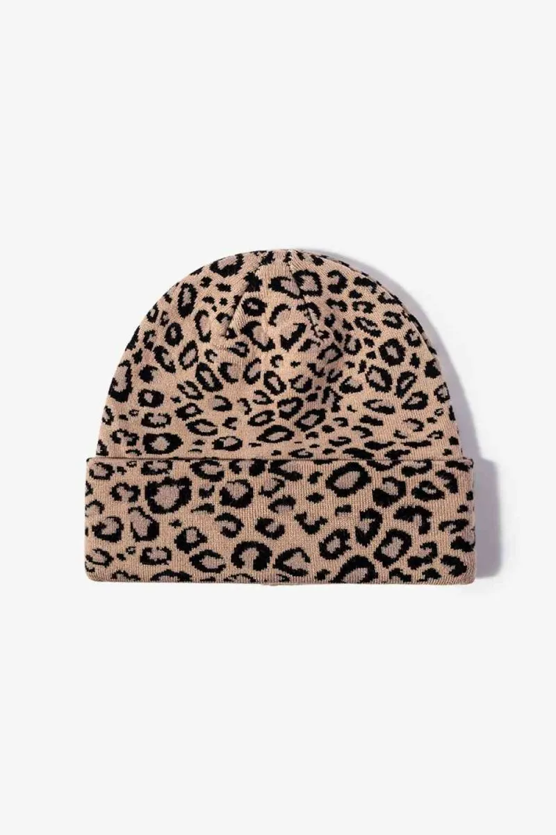 On The Prowl Leopard Print Cuffed Beanie