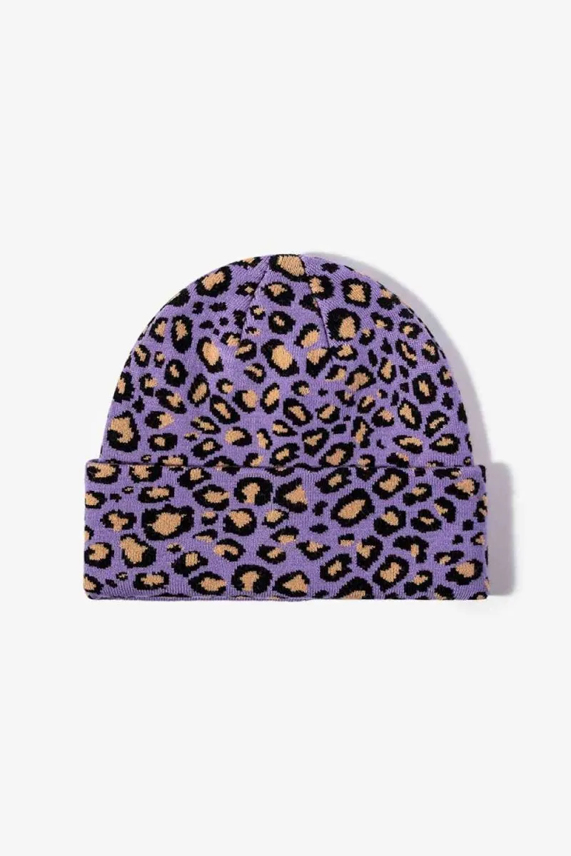 On The Prowl Leopard Print Cuffed Beanie