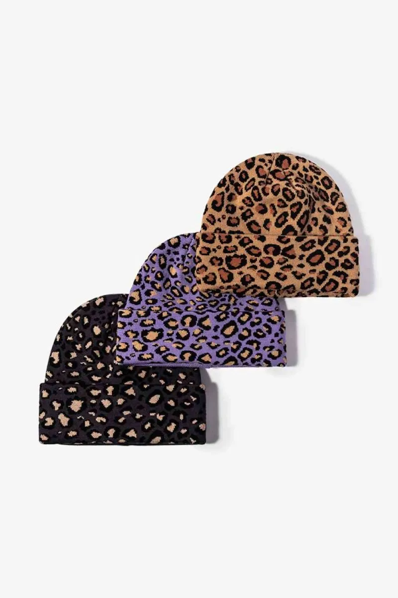 On The Prowl Leopard Print Cuffed Beanie