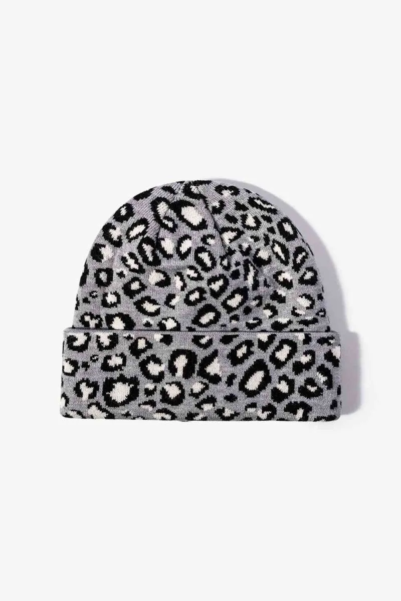 On The Prowl Leopard Print Cuffed Beanie