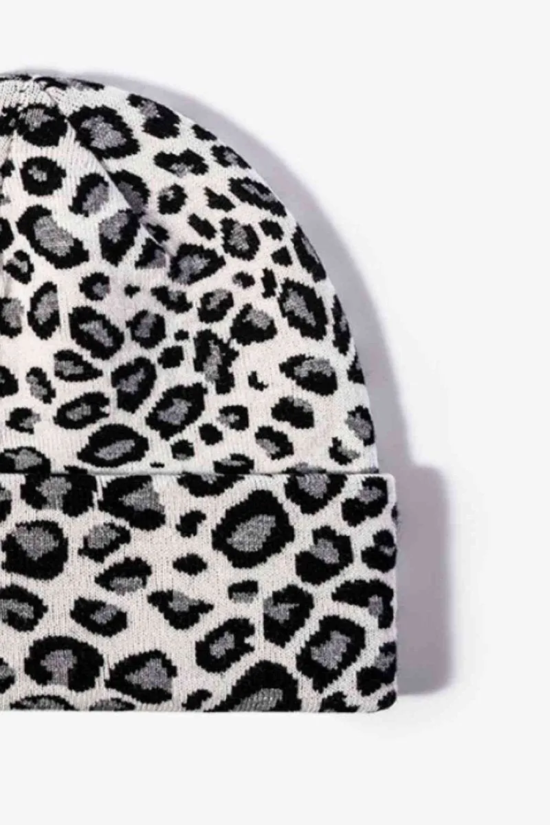 On The Prowl Leopard Print Cuffed Beanie