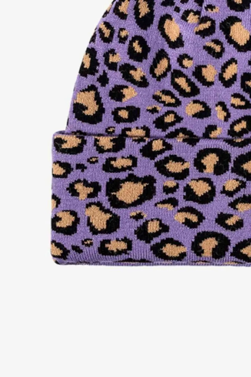 On The Prowl Leopard Print Cuffed Beanie