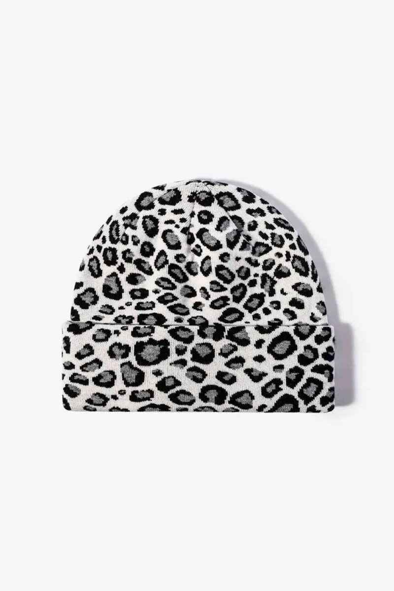 On The Prowl Leopard Print Cuffed Beanie
