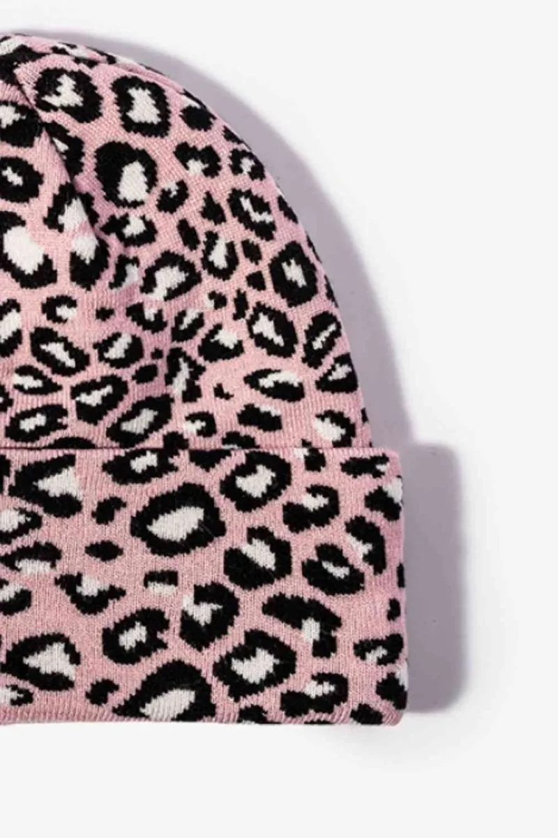 On The Prowl Leopard Print Cuffed Beanie