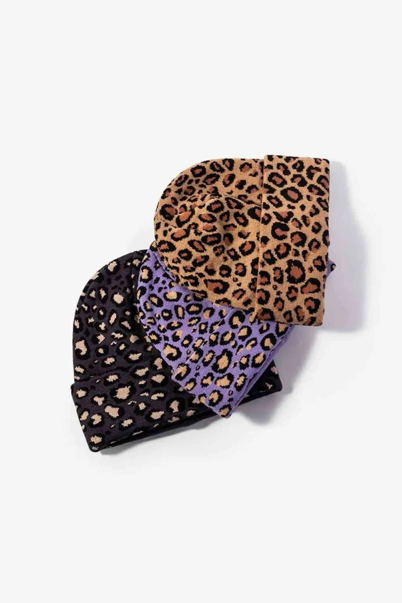On The Prowl Leopard Print Cuffed Beanie