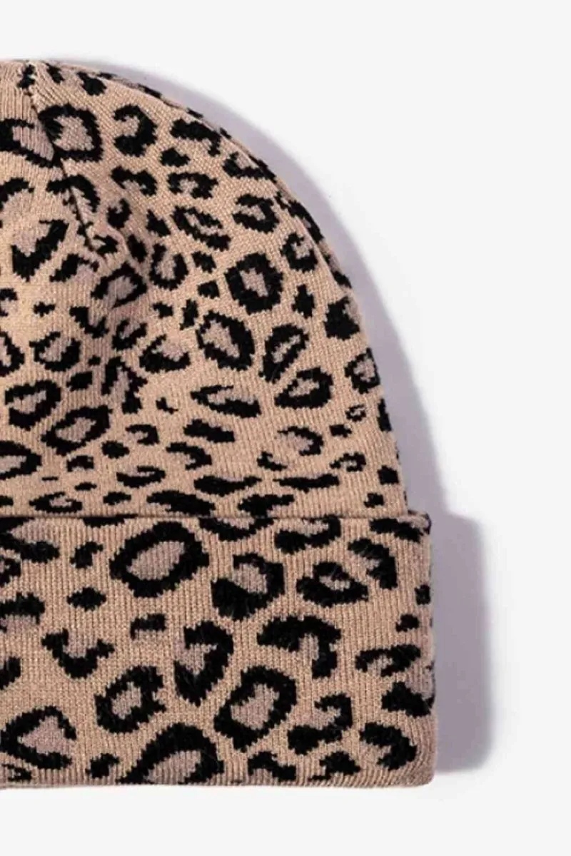 On The Prowl Leopard Print Cuffed Beanie