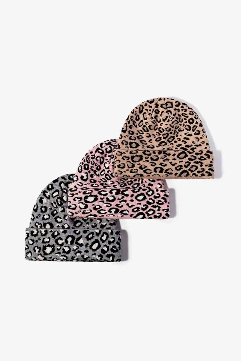 On The Prowl Leopard Print Cuffed Beanie