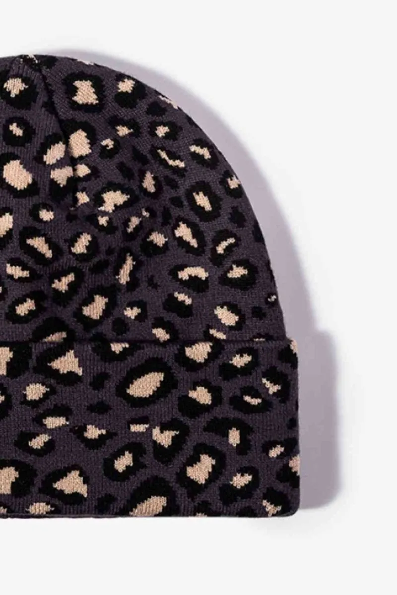 On The Prowl Leopard Print Cuffed Beanie