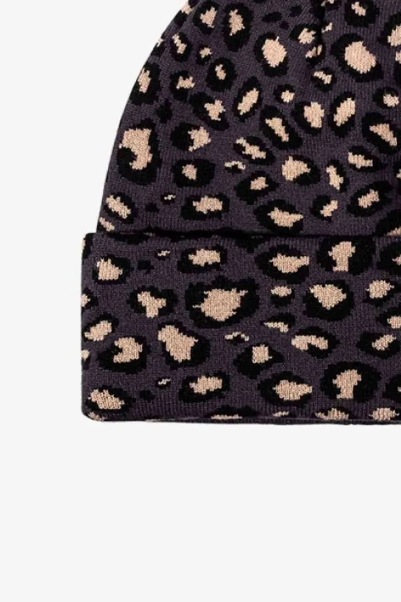 On The Prowl Leopard Print Cuffed Beanie