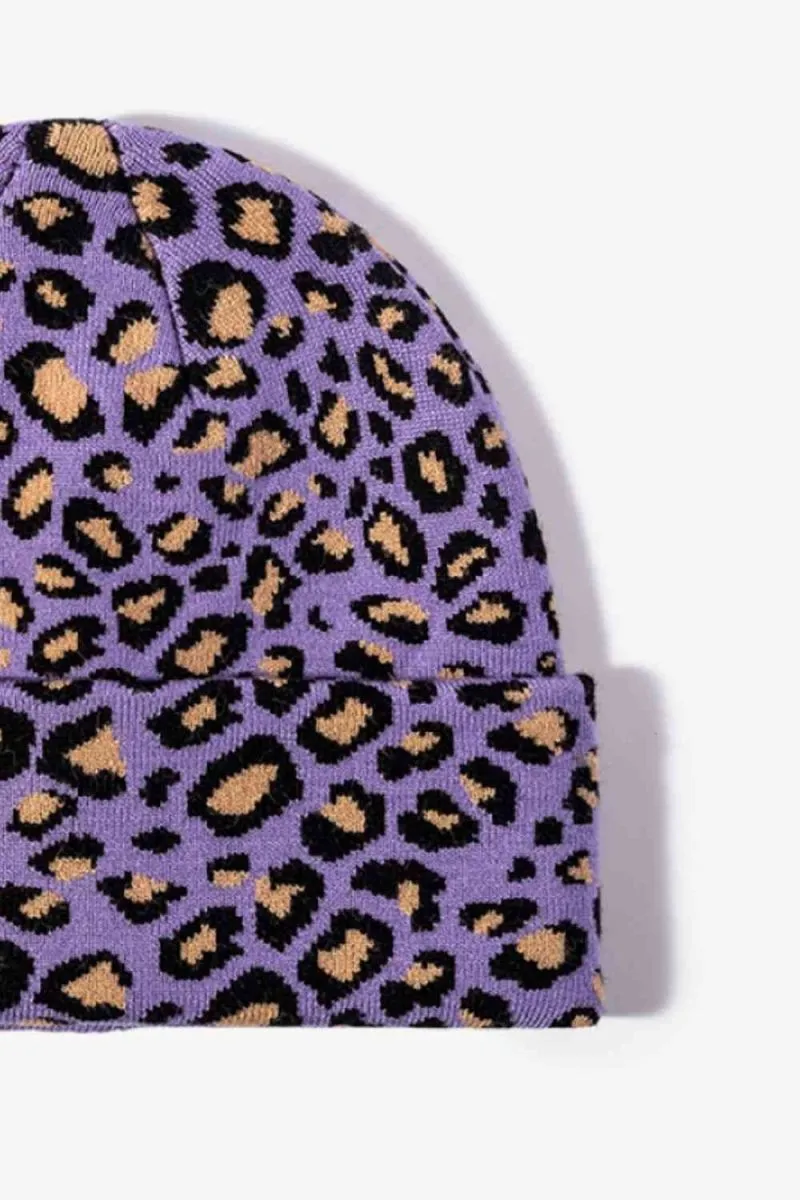 On The Prowl Leopard Print Cuffed Beanie