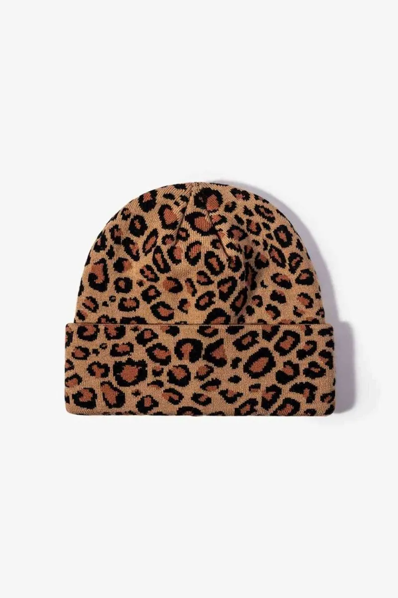On The Prowl Leopard Print Cuffed Beanie