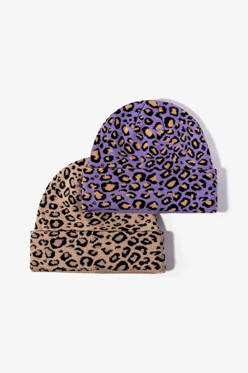 On The Prowl Leopard Print Cuffed Beanie