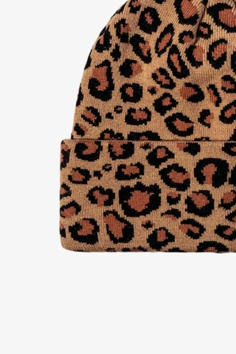 On The Prowl Leopard Print Cuffed Beanie
