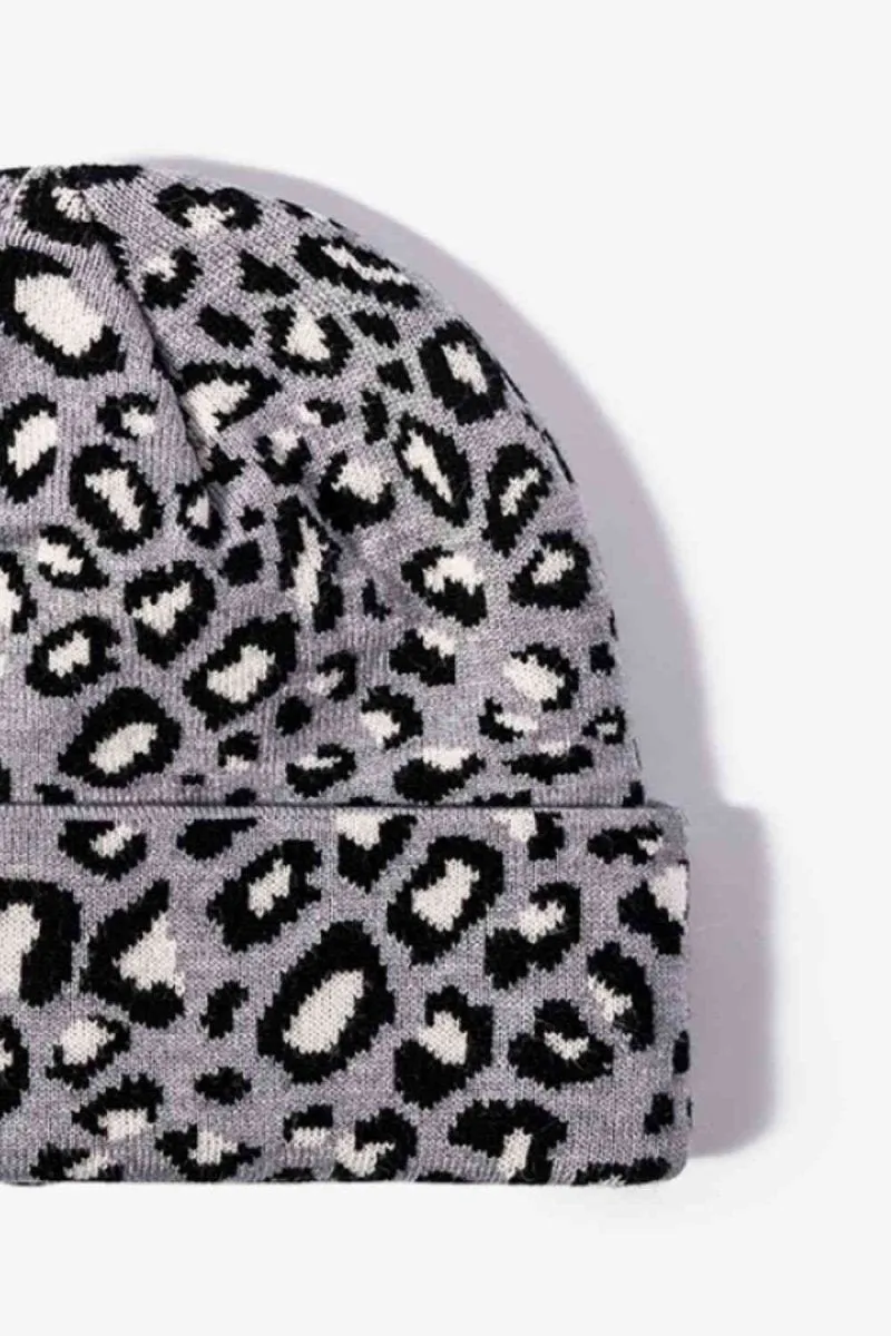 On The Prowl Leopard Print Cuffed Beanie