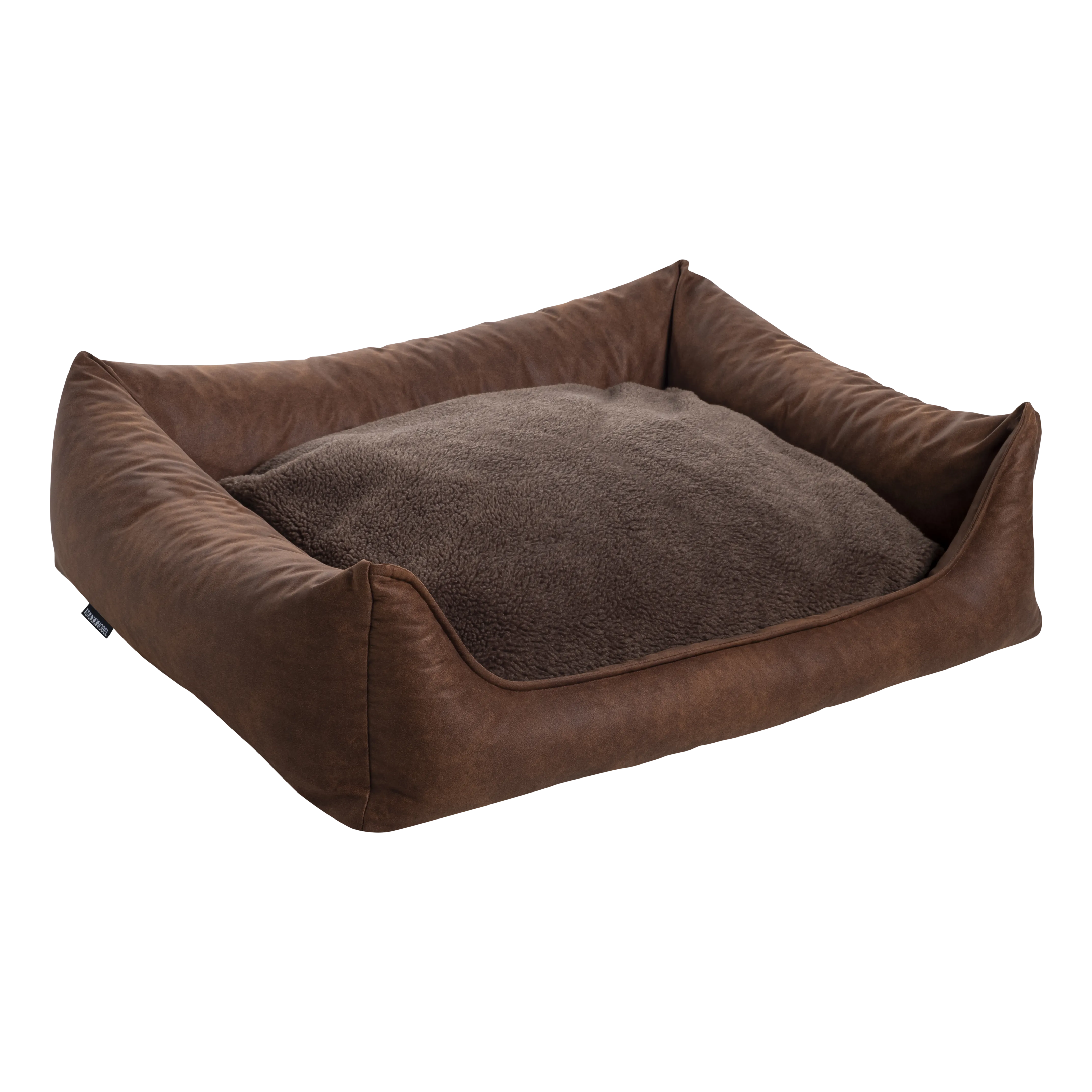 Orthopedic Sofa - Leatherlook/Teddy - Cognac