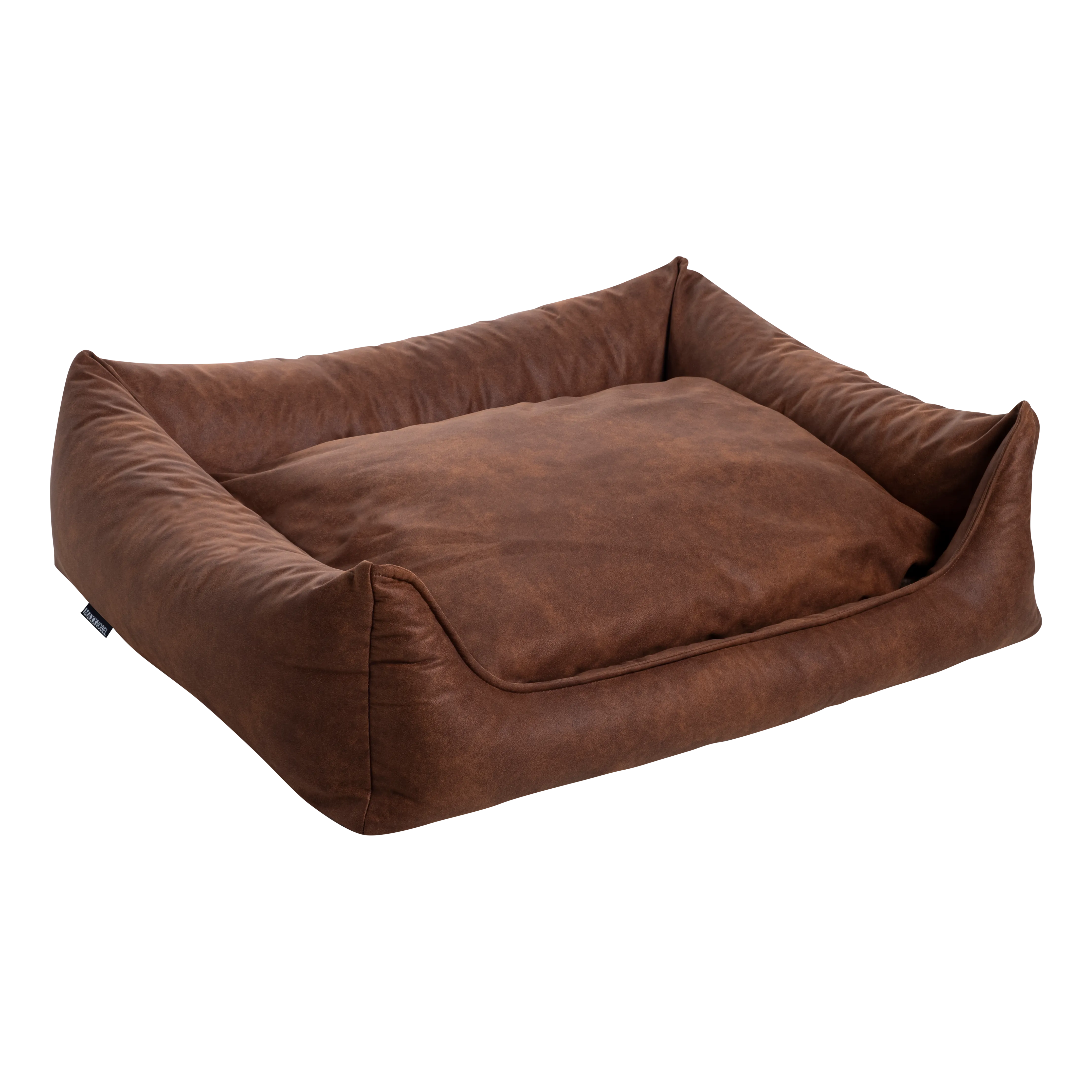 Orthopedic Sofa - Leatherlook/Teddy - Cognac