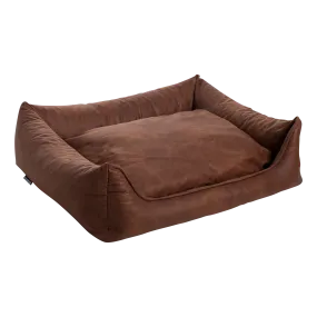 Orthopedic Sofa - Leatherlook/Teddy - Cognac