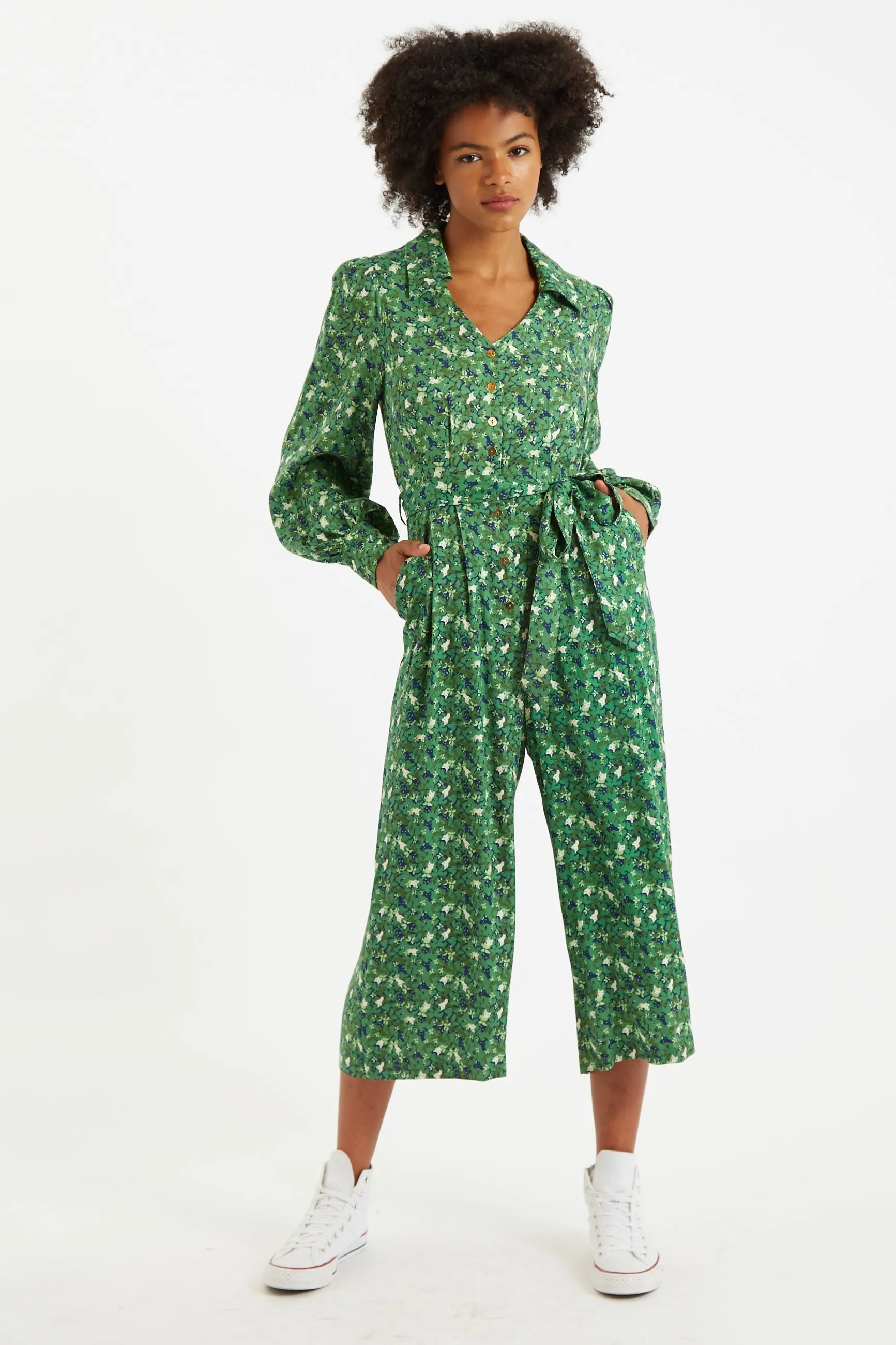 Oski Cat Camo Print Long Sleeve Jumpsuit