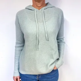 Pale Mint Green Slouchy Cashmere Hoodie Jumper Medium