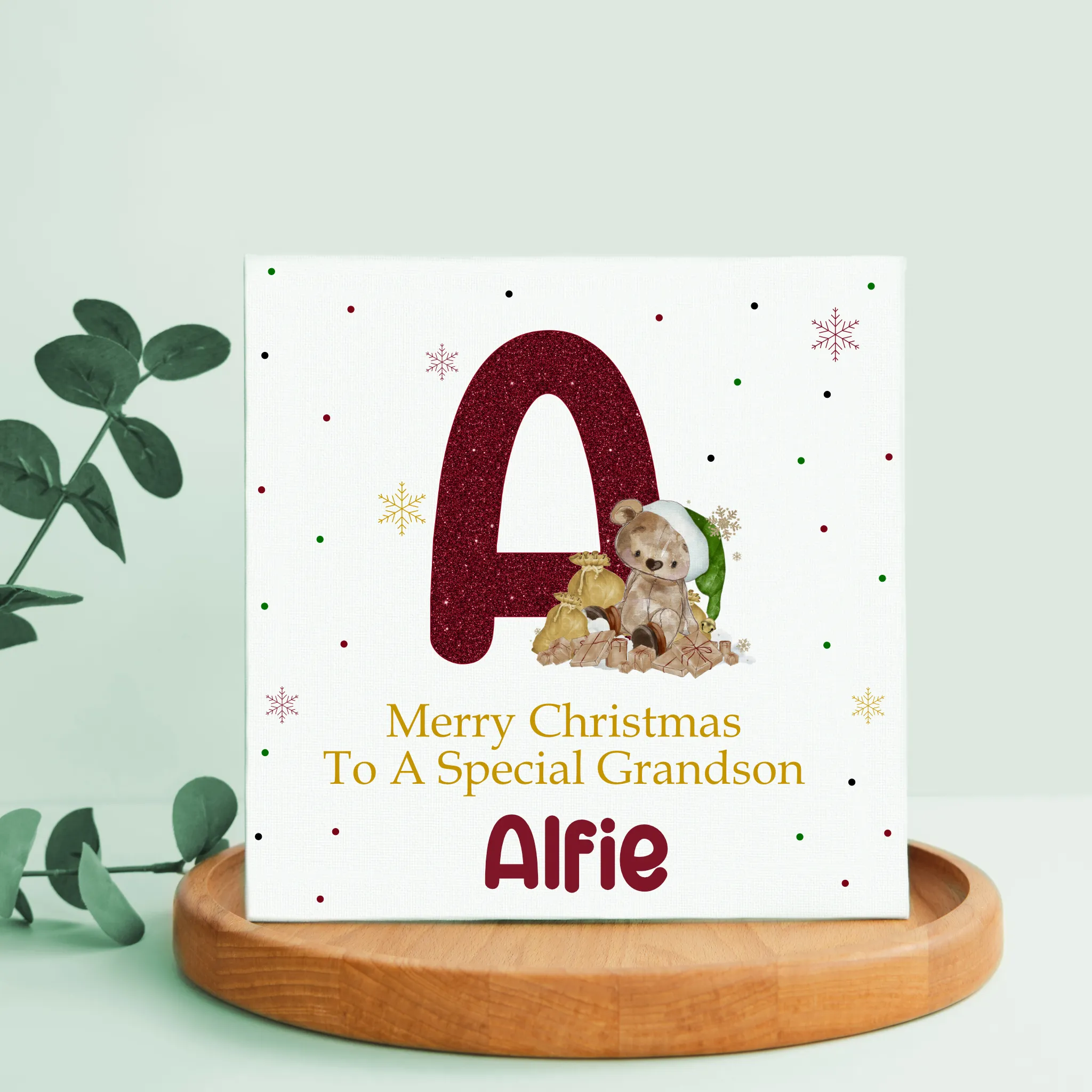 Personalised Christmas Card Bear Alphabet