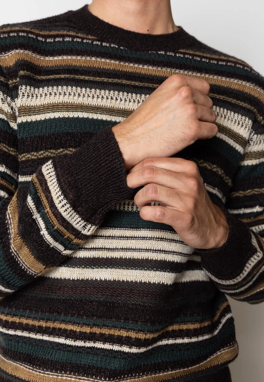 Phillip wool knitted jumper - Deep Green/Ecru striped