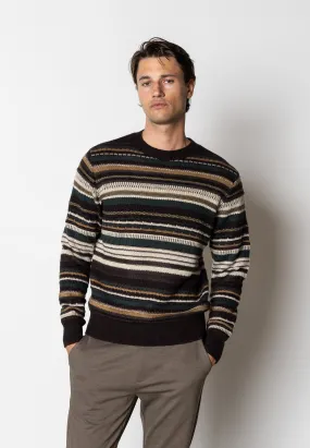 Phillip wool knitted jumper - Deep Green/Ecru striped