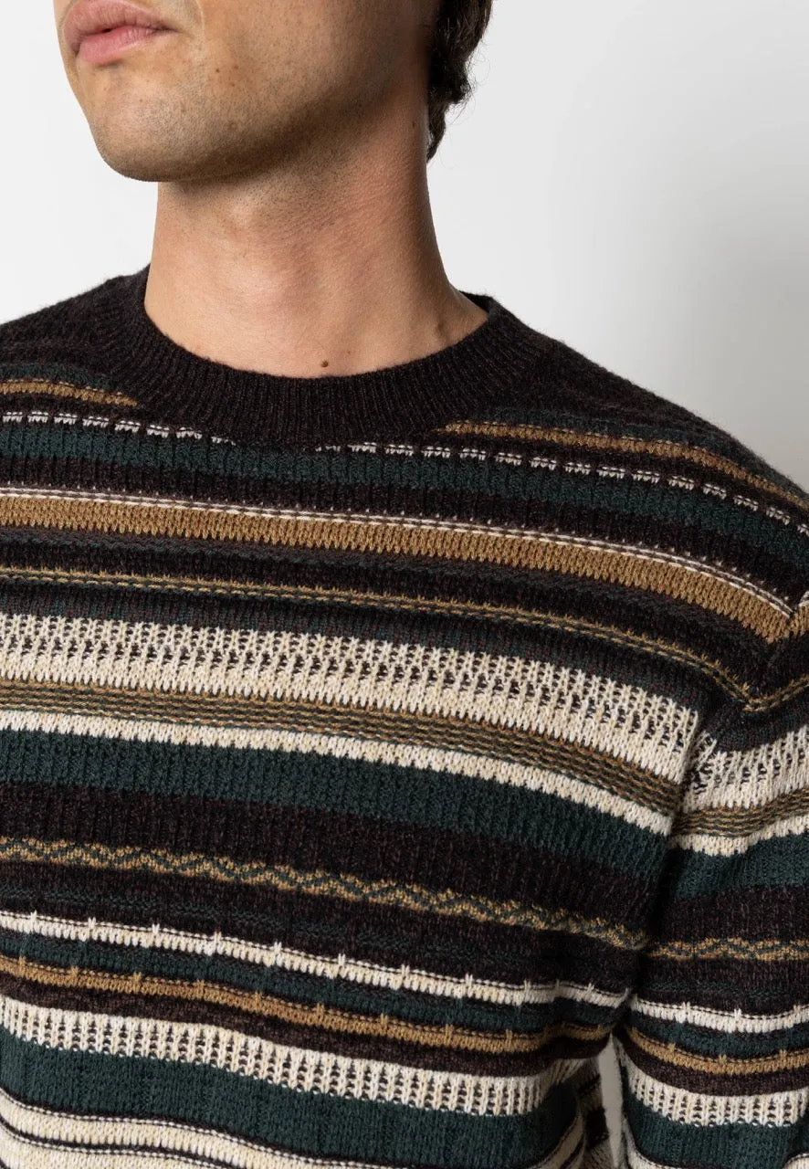 Phillip wool knitted jumper - Deep Green/Ecru striped