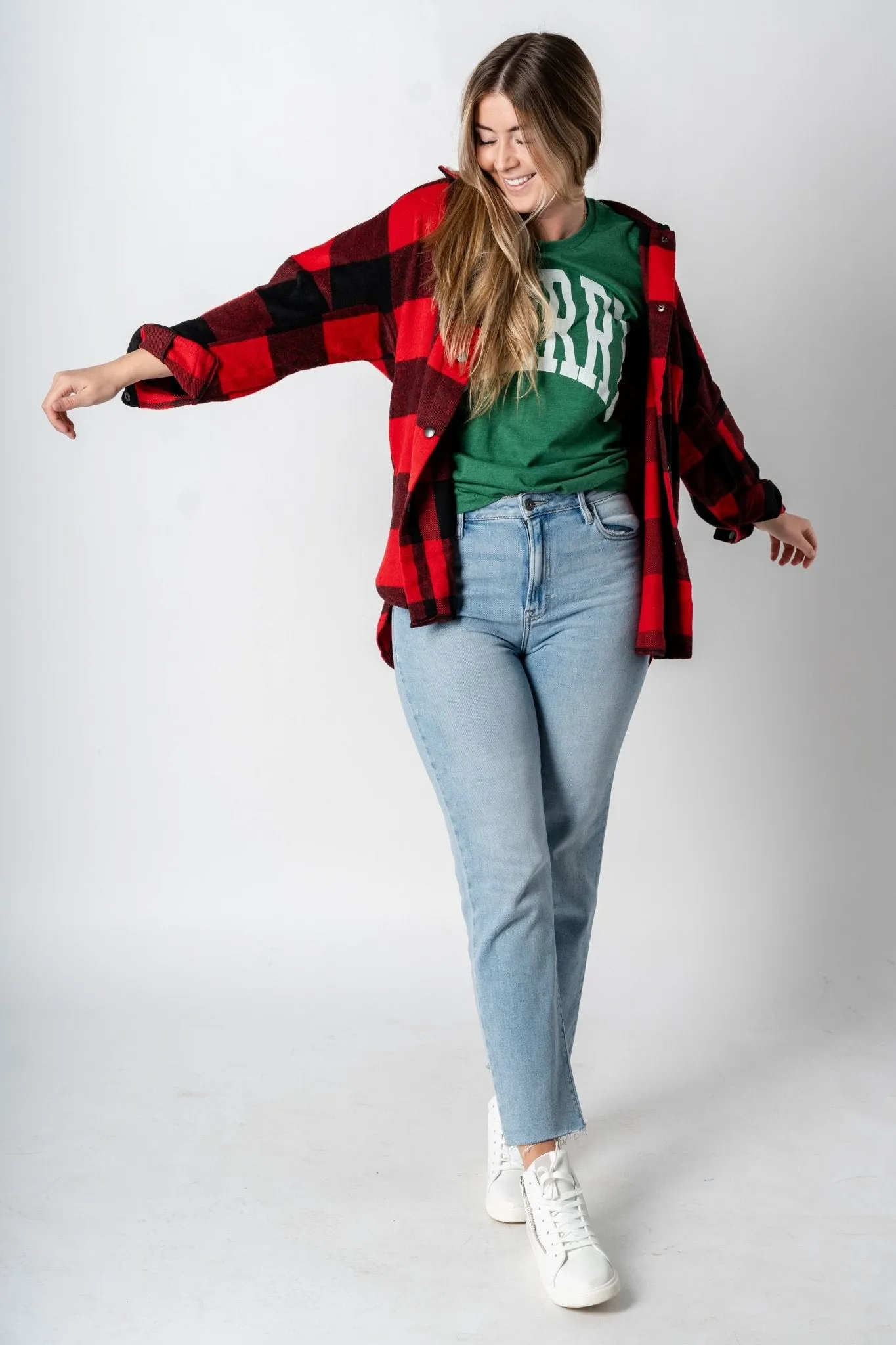 Plaid shacket red/black