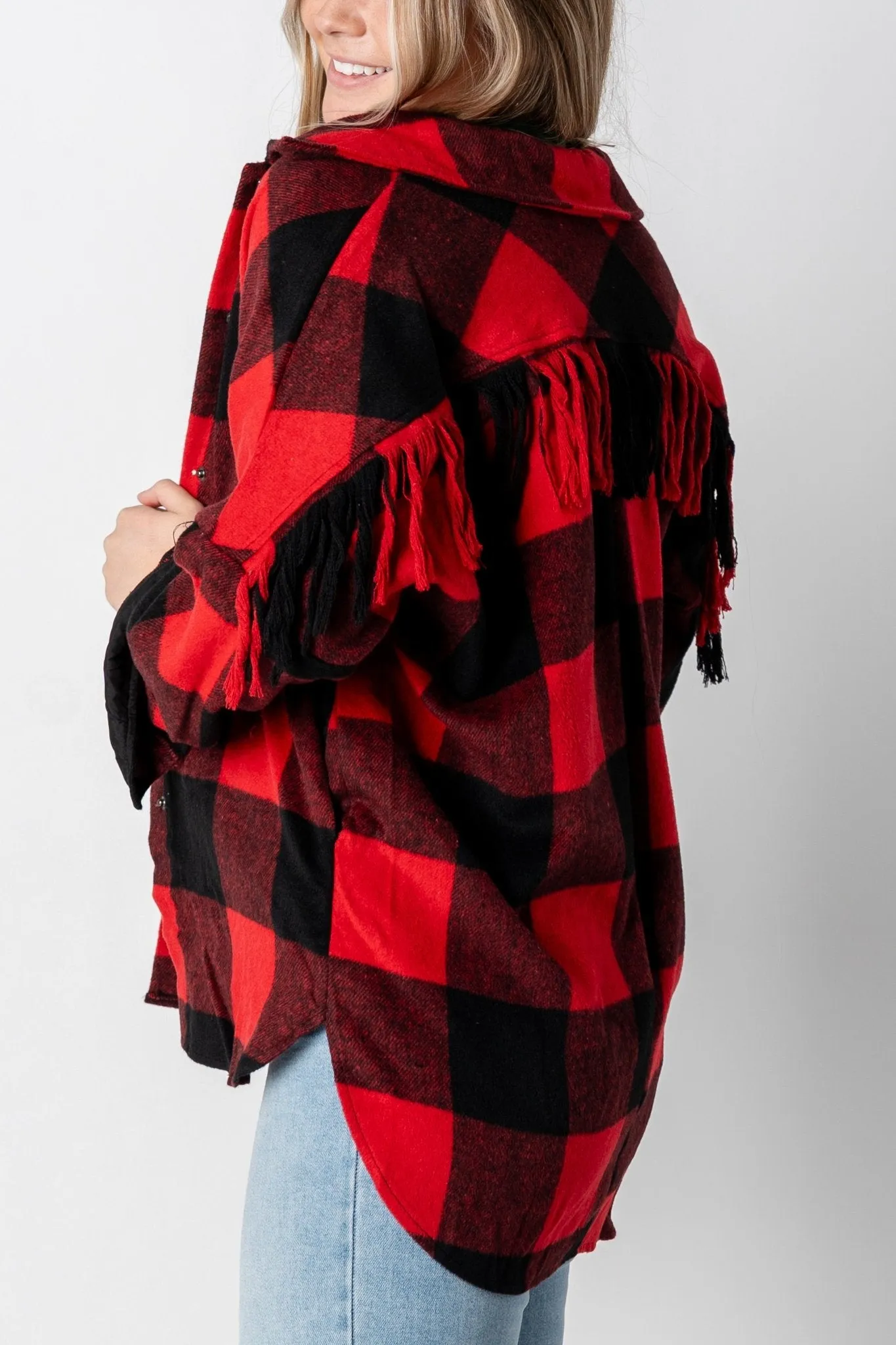Plaid shacket red/black