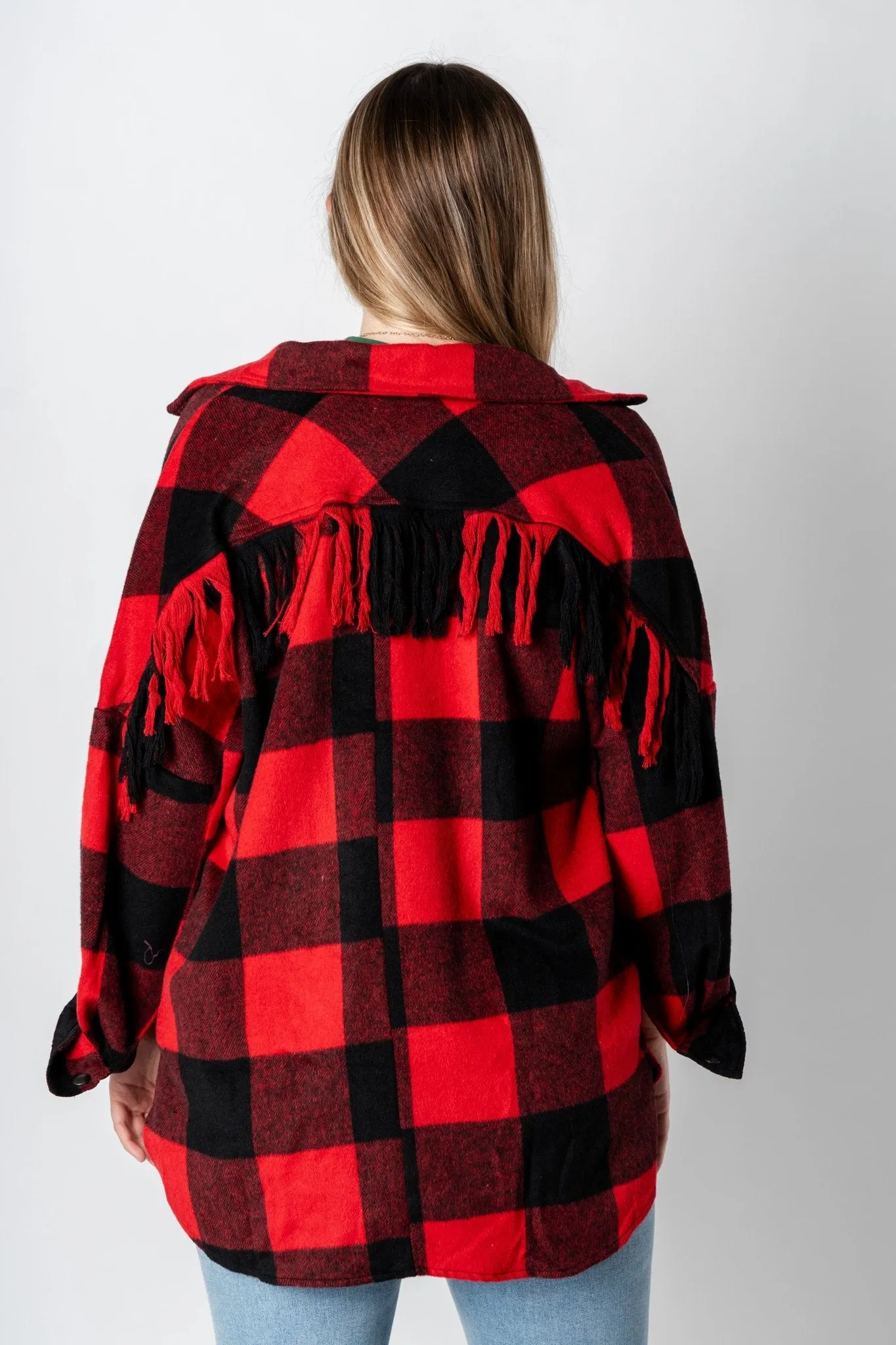 Plaid shacket red/black