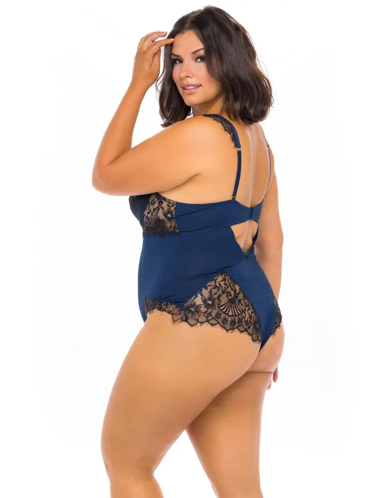 Plus Size Jersey And Lace Teddy