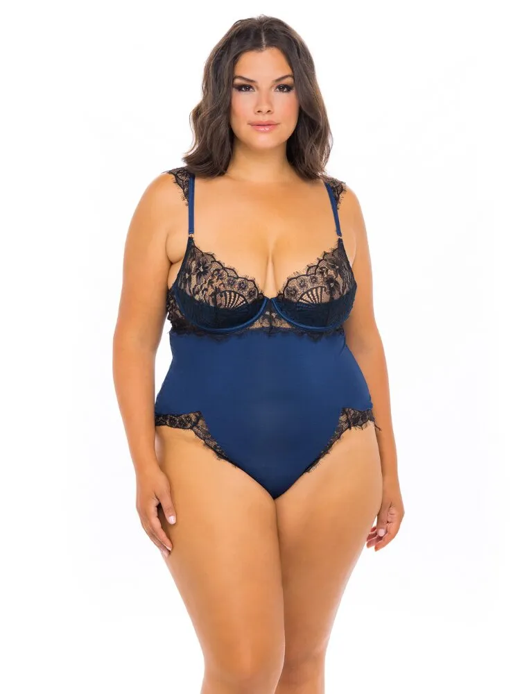 Plus Size Jersey And Lace Teddy
