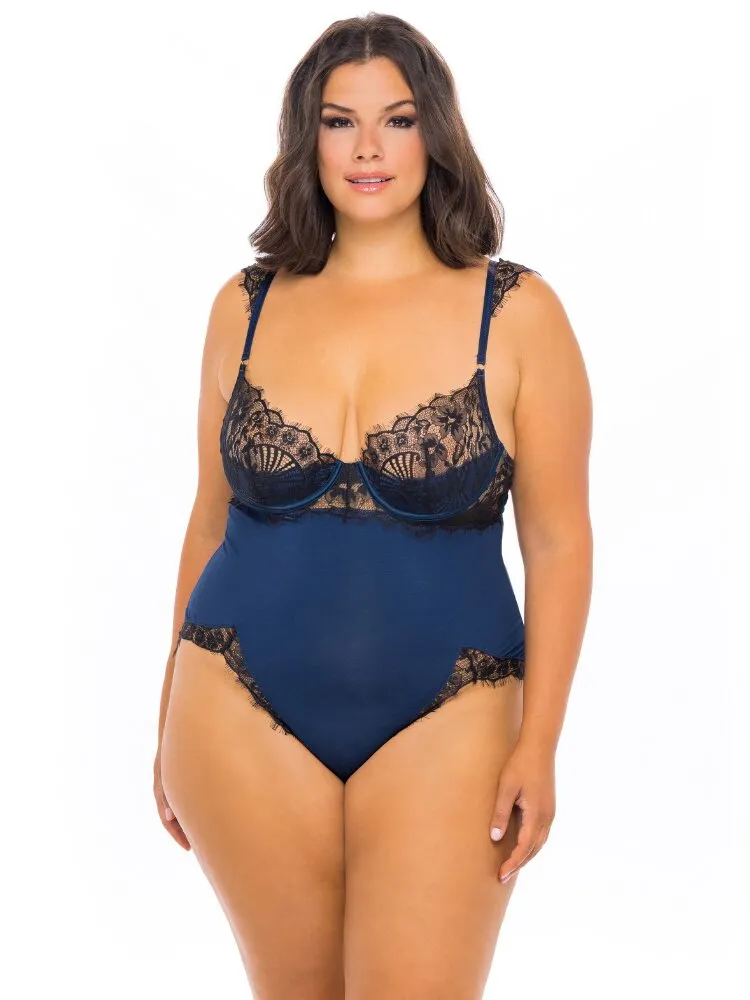 Plus Size Jersey And Lace Teddy