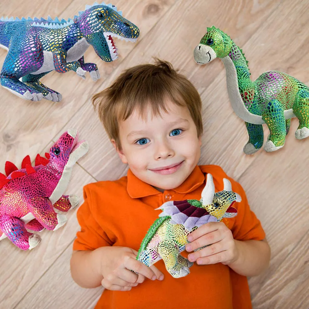 Plush Dinosaur Stuffed Animal Set Of 4 Soft Dinosaur Toys For Boys And Girls, 12 Inches