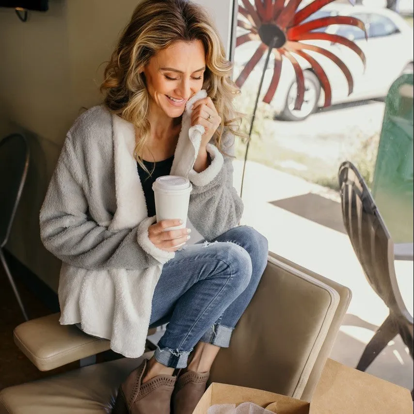 Plush Hit Color Mid-Length Cardigan