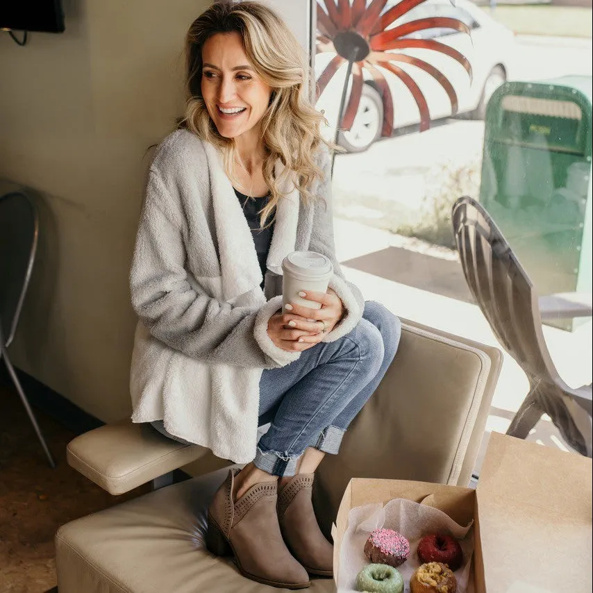 Plush Hit Color Mid-Length Cardigan