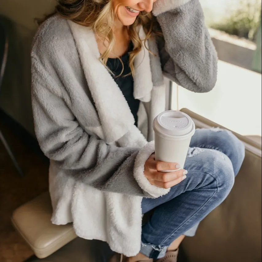 Plush Hit Color Mid-Length Cardigan
