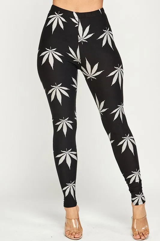 Pot leaves Print full length leggings