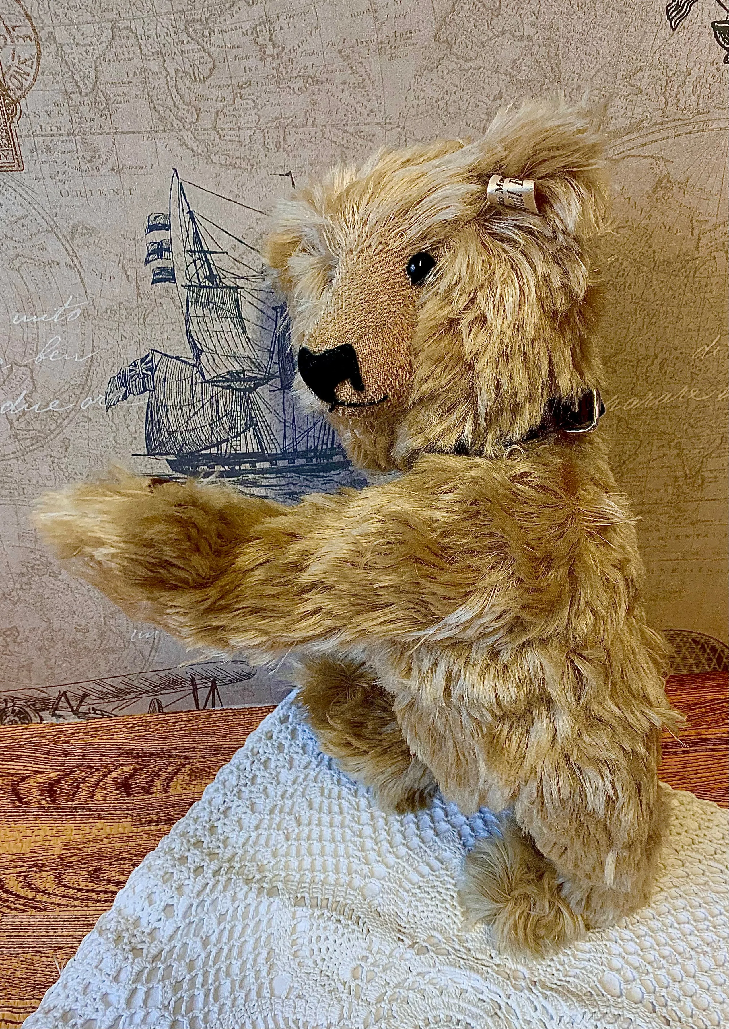 "Jacob" - Long Wavy Golden Mohair Teddy Bear by Artfull Bears -Patricia Manton