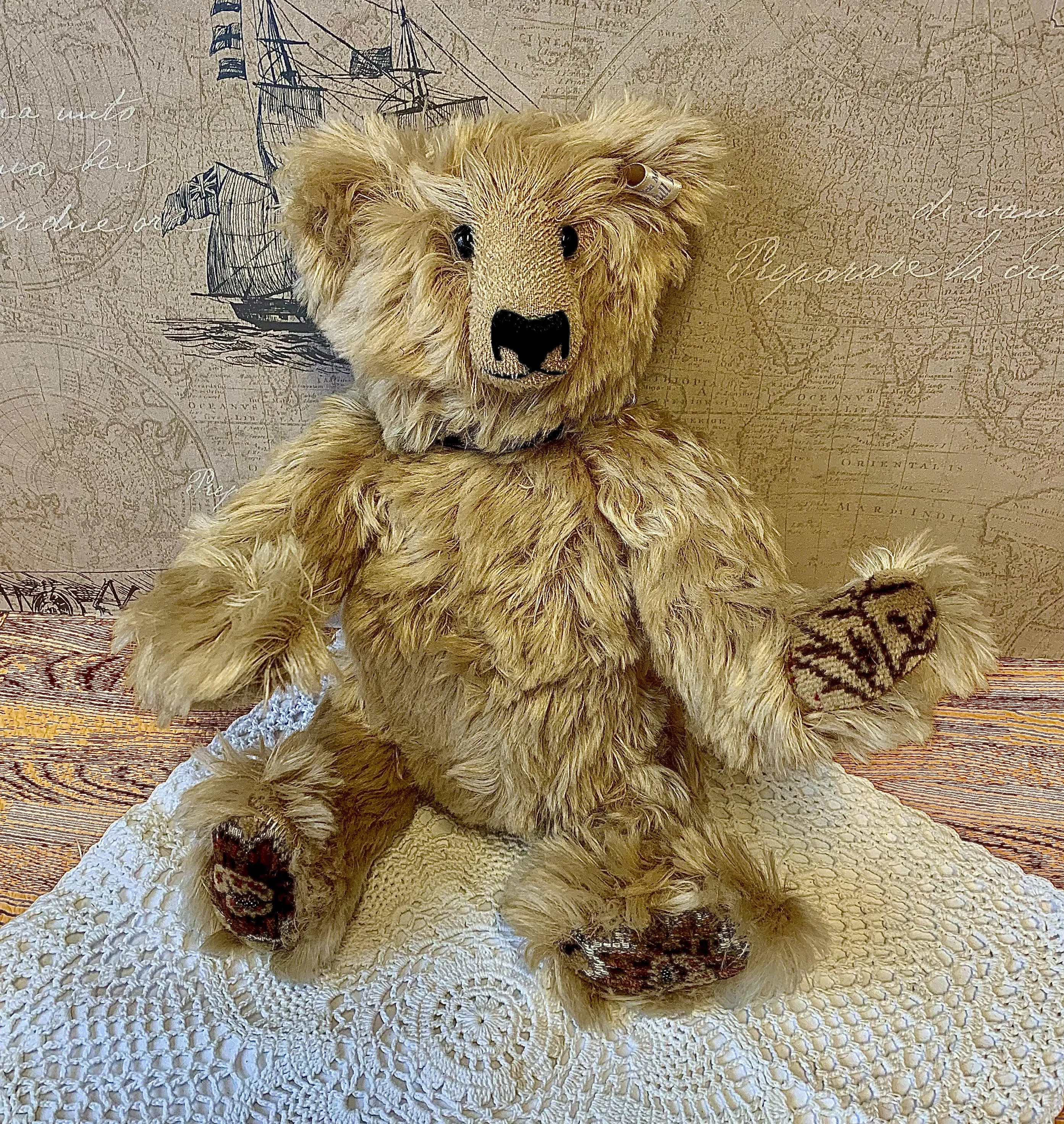 "Jacob" - Long Wavy Golden Mohair Teddy Bear by Artfull Bears -Patricia Manton