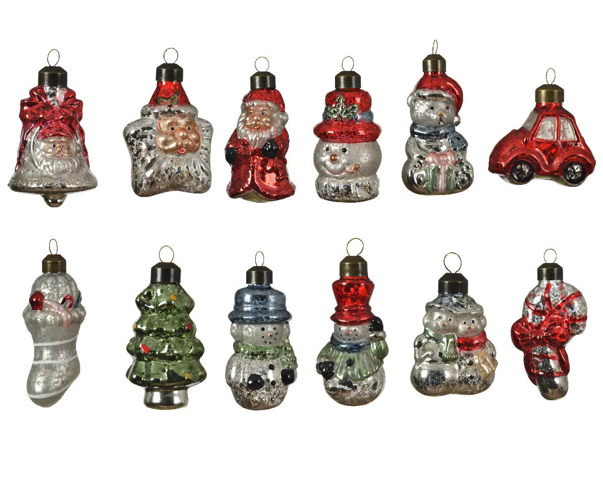 Retro Antique Glass Figurine Bauble - 8.4cm