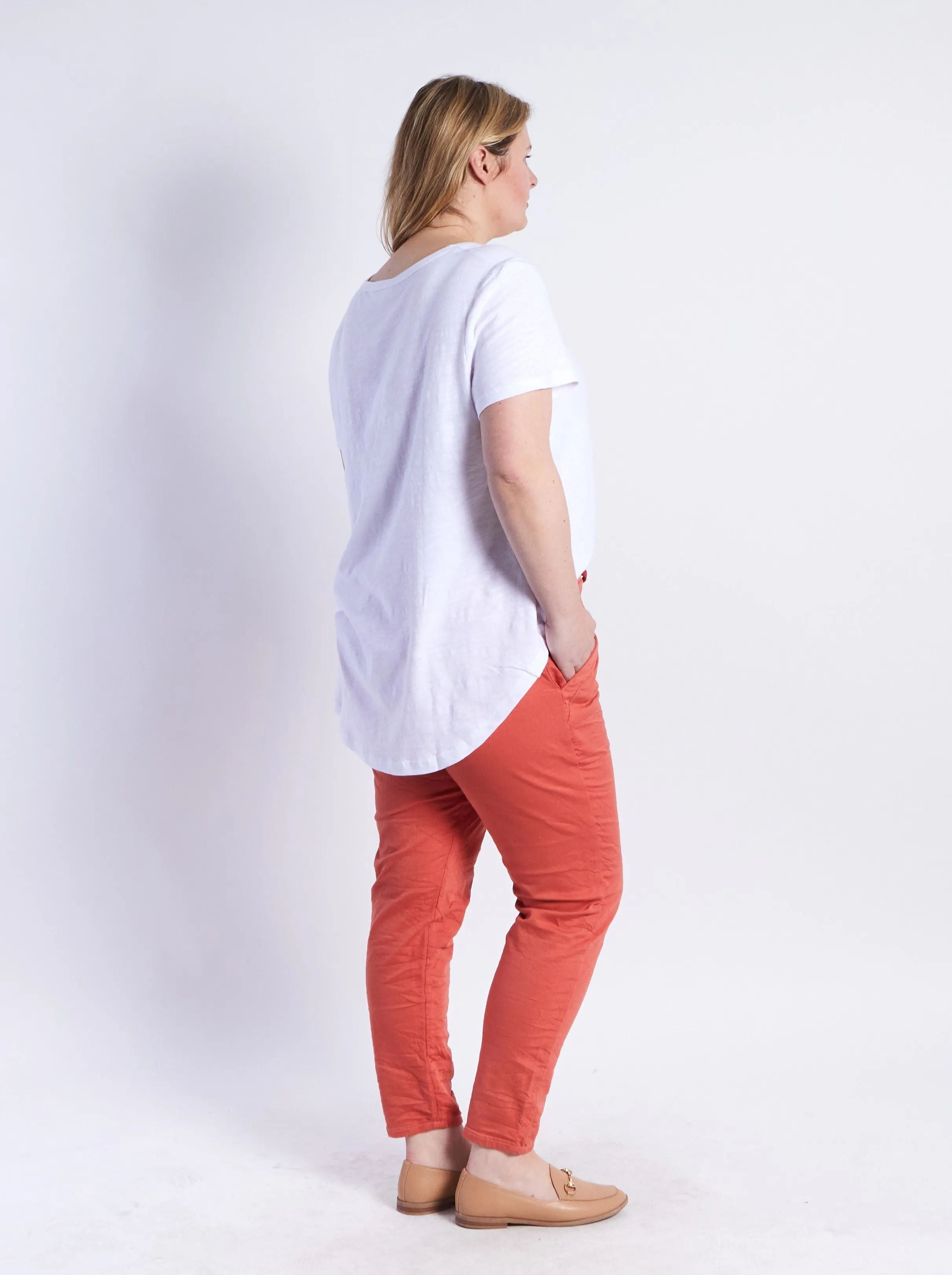 Riley Denim Joggers - Rust
