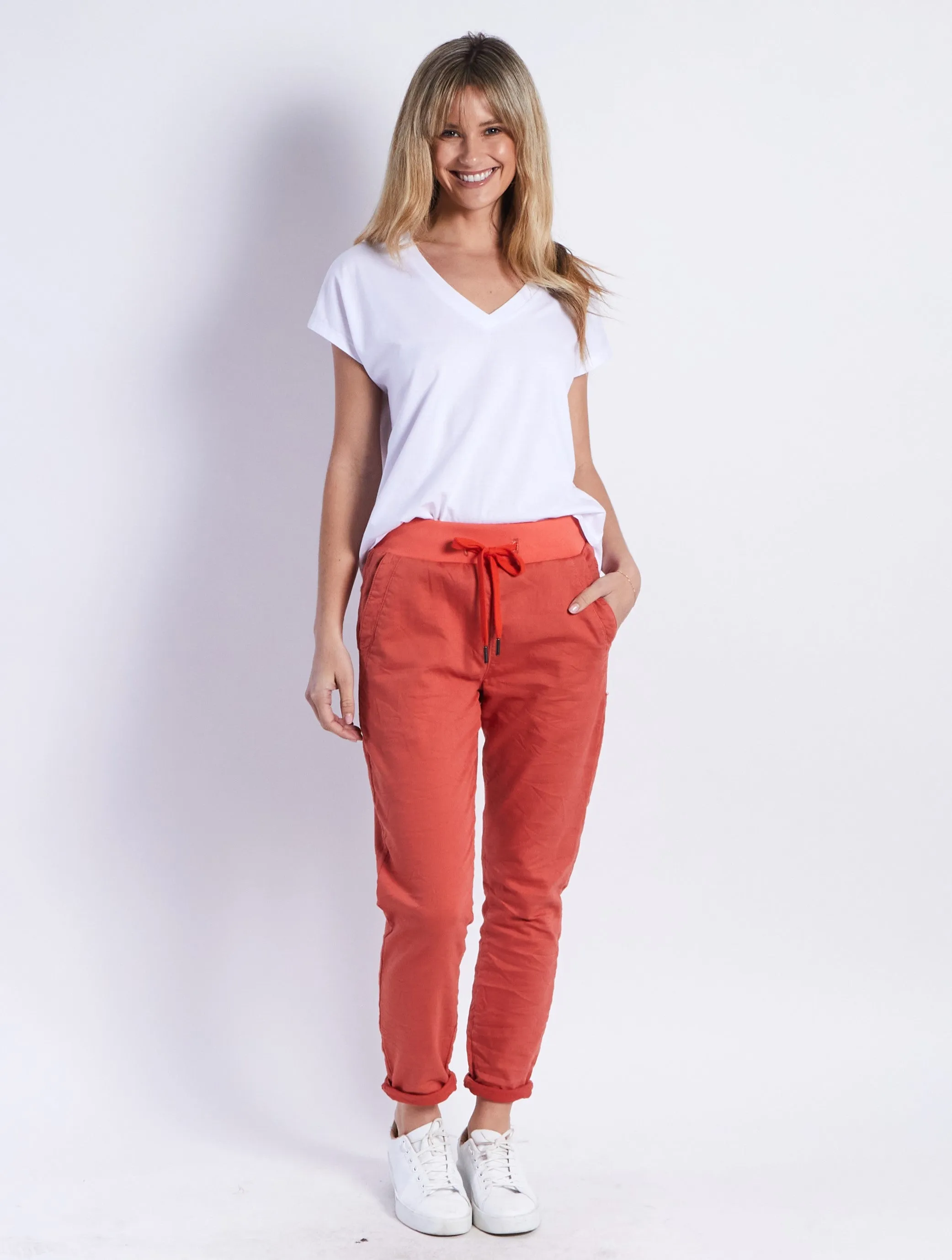 Riley Denim Joggers - Rust