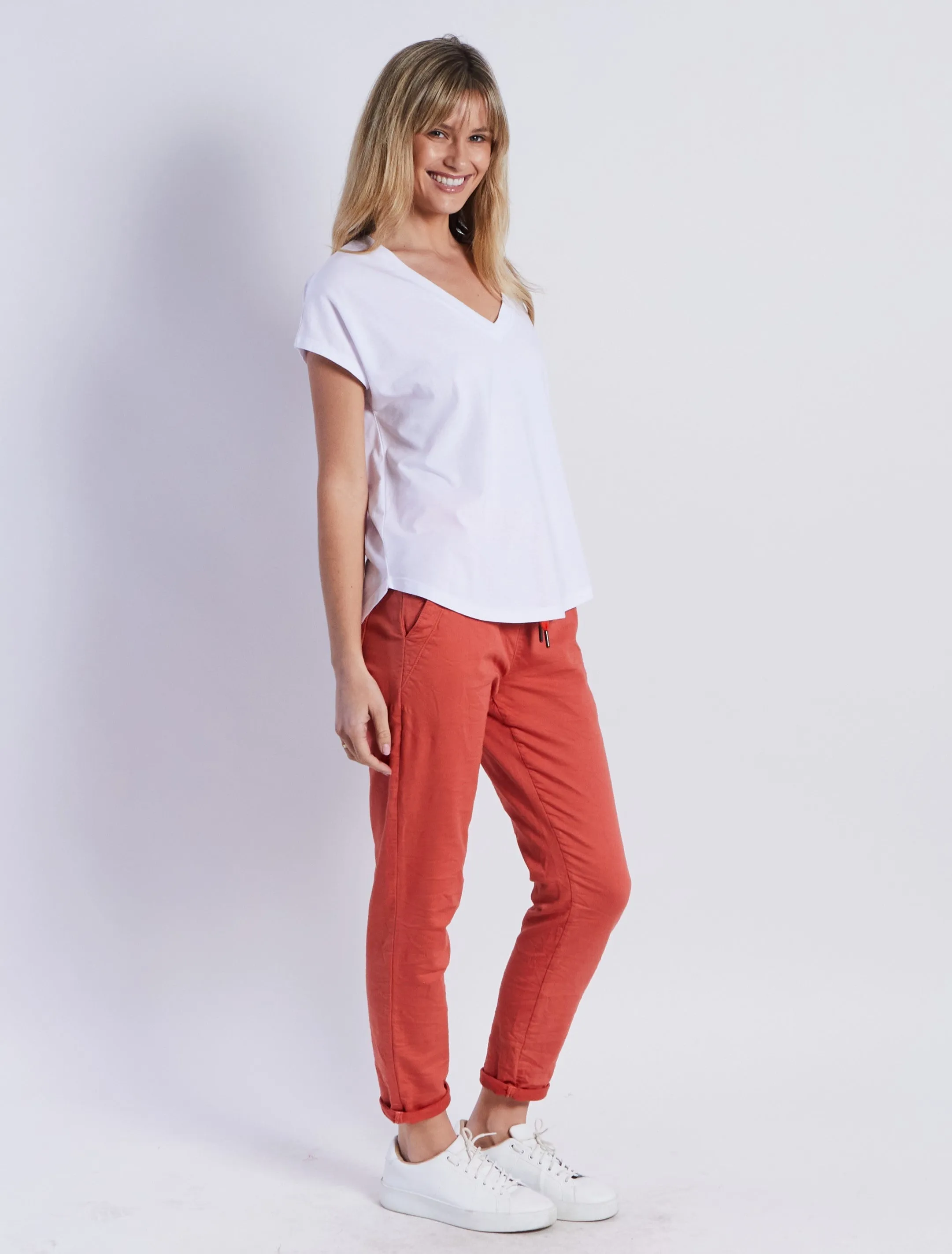 Riley Denim Joggers - Rust