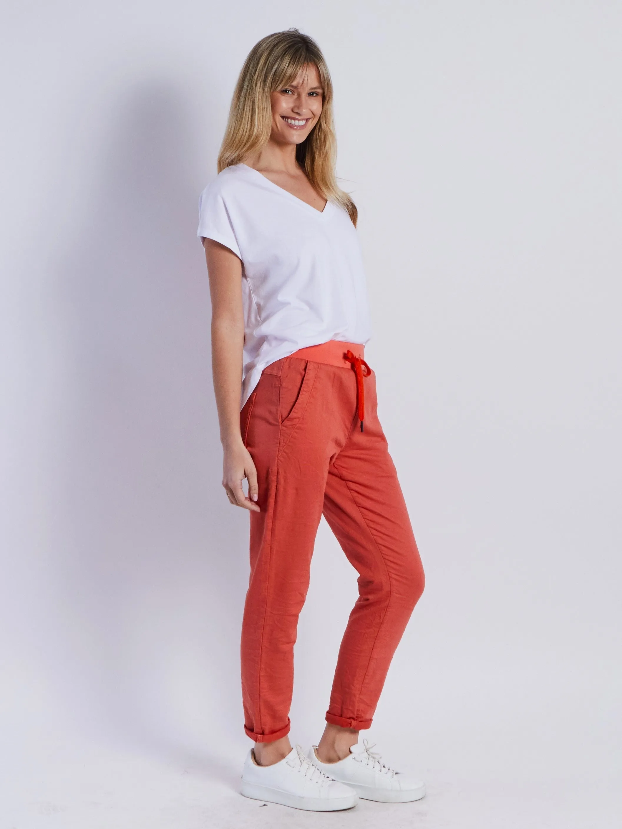 Riley Denim Joggers - Rust
