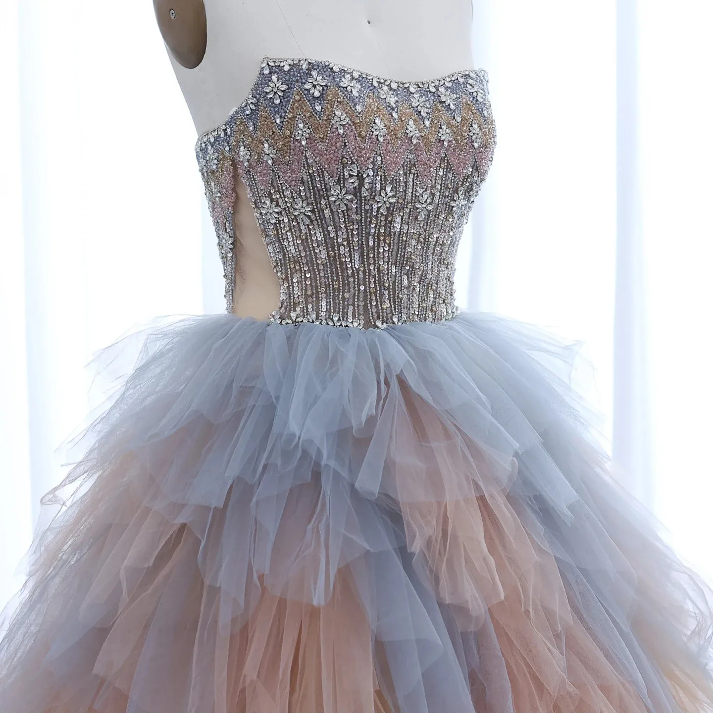 Rose Gold Ball Gown with Ruffles