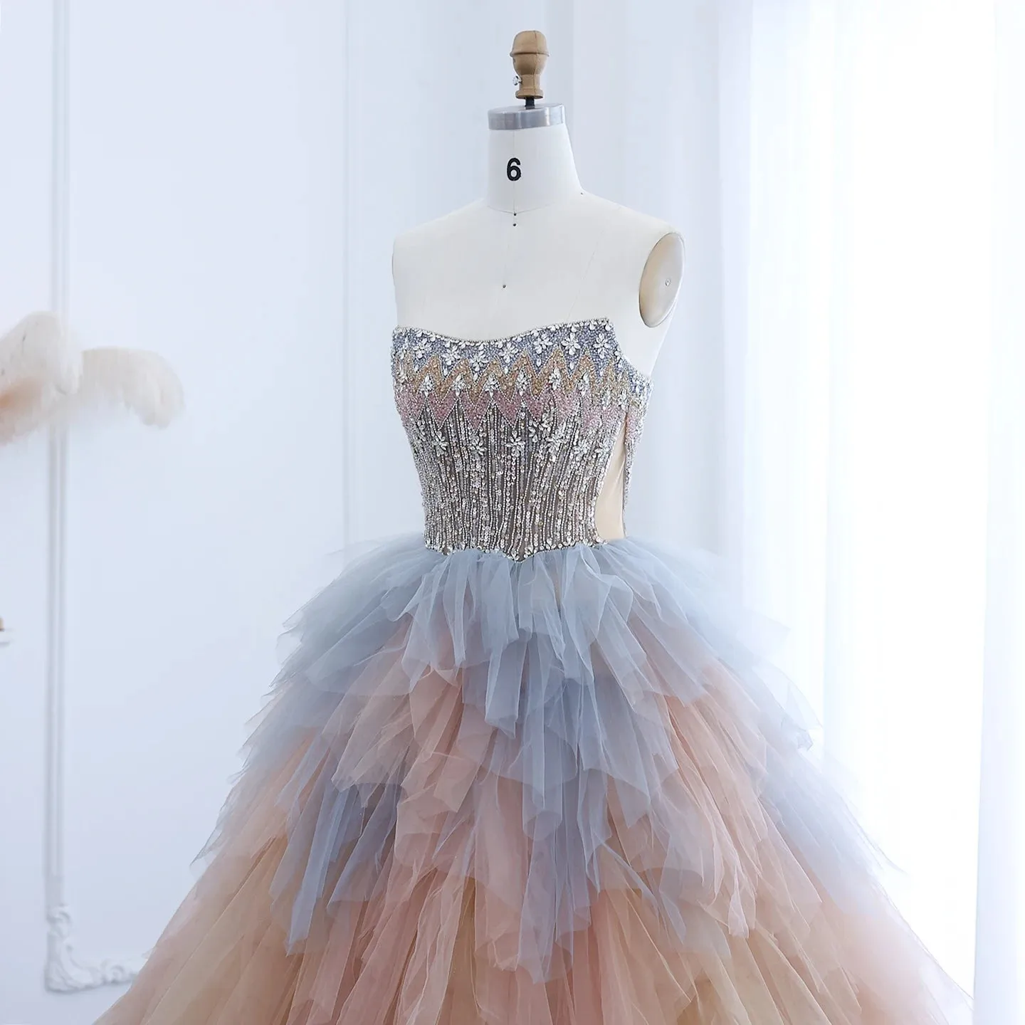 Rose Gold Ball Gown with Ruffles