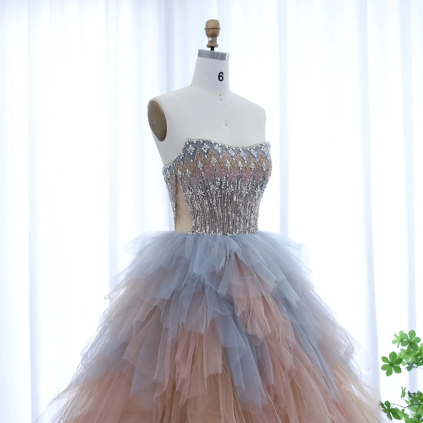 Rose Gold Ball Gown with Ruffles