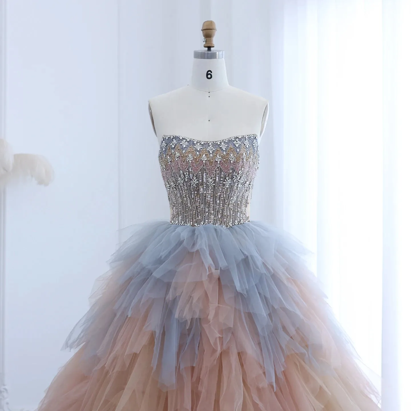 Rose Gold Ball Gown with Ruffles